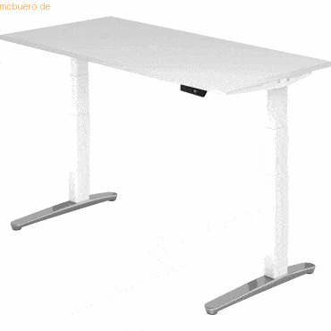 mcbuero.de Sitz-Steh-Schreibtisch elektrisch 160x80cm Weiß/Weiß-alu