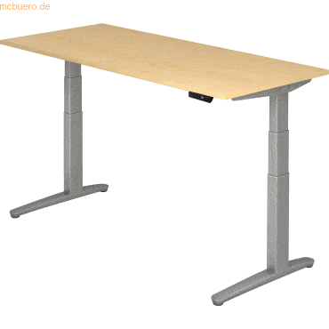 mcbuero.de Sitz-Steh-Schreibtisch elektrisch 180x80cm Ahorn/silber