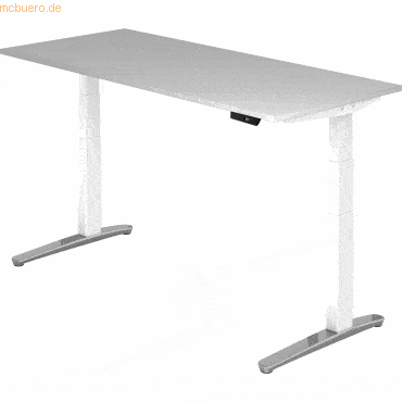 mcbuero.de Sitz-Steh-Schreibtisch elektrisch 180x80cm Grau/Weiß-alu