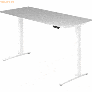 mcbuero.de Sitz-Steh-Schreibtisch elektrisch 180x80cm Grau/Weiß