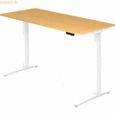 mcbuero.de Sitz-Steh-Schreibtisch elektrisch 180x80cm Buche/Weiß