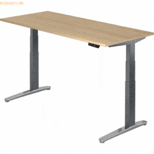 mcbuero.de Sitz-Steh-Schreibtisch elektrisch 180x80cm Eiche/Graphit-al