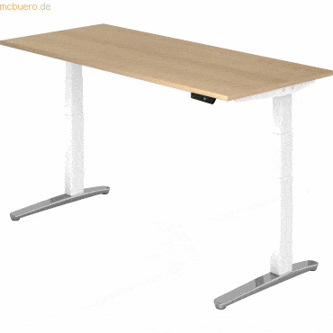 mcbuero.de Sitz-Steh-Schreibtisch elektrisch 180x80cm Eiche/Weiß-alu