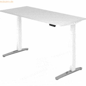 mcbuero.de Sitz-Steh-Schreibtisch elektrisch 180x80cm Weiß/Weiß-alu