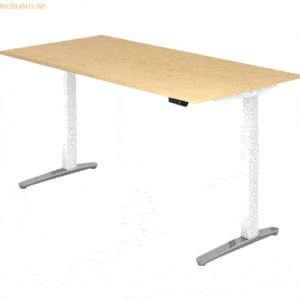 mcbuero.de Sitz-Steh-Schreibtisch elektrisch 200x100cm Ahorn/Weiß-alu