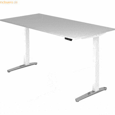 mcbuero.de Sitz-Steh-Schreibtisch elektrisch 200x100cm Grau/Weiß-alu