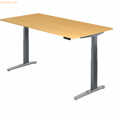 mcbuero.de Sitz-Steh-Schreibtisch elektrisch 200x100cm Buche/Graphit-a