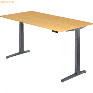 mcbuero.de Sitz-Steh-Schreibtisch elektrisch 200x100cm Buche/Graphit