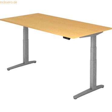 mcbuero.de Sitz-Steh-Schreibtisch elektrisch 200x100cm Buche/silber