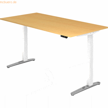 mcbuero.de Sitz-Steh-Schreibtisch elektrisch 200x100cm Buche/Weiß-alu