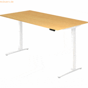 mcbuero.de Sitz-Steh-Schreibtisch elektrisch 200x100cm Buche/Weiß