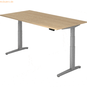 mcbuero.de Sitz-Steh-Schreibtisch elektrisch 200x100cm Eiche/silber