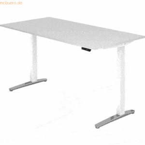 mcbuero.de Sitz-Steh-Schreibtisch elektrisch 200x100cm Weiß/Weiß-alu