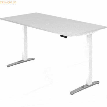 mcbuero.de Sitz-Steh-Schreibtisch elektrisch 200x100cm Weiß/Weiß-alu