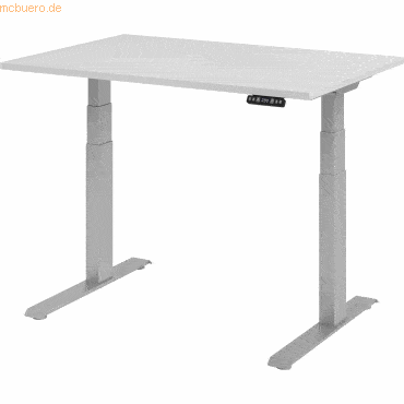 mcbuero.de Sitz-Steh-Schreibtisch elektrisch 120x80cm Grau/Silber