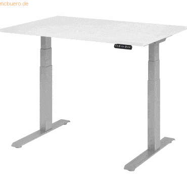 mcbuero.de Sitz-Steh-Schreibtisch elektrisch 120x80cm Weiß/Silber