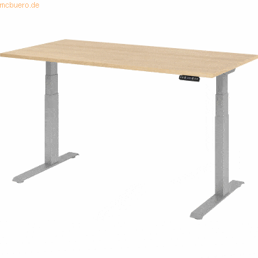 mcbuero.de Sitz-Steh-Schreibtisch elektrisch 160x80cm Eiche/Silber