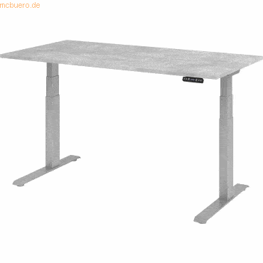 mcbuero.de Sitz-Steh-Schreibtisch elektrisch 160x80cm Beton/Silber