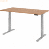 mcbuero.de Sitz-Steh-Schreibtisch elektrisch 160x80cm Nussbaum/Silber