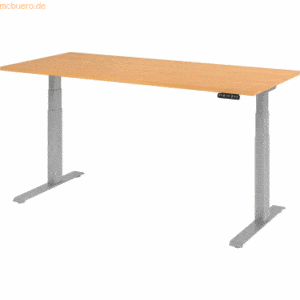 mcbuero.de Sitz-Steh-Schreibtisch elektrisch 180x80cm Buche/Silber