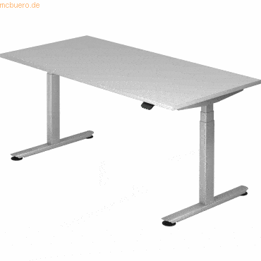 mcbuero.de Sitz-Steh-Schreibtisch elektrisch 160x80 -127cm Grau/silber