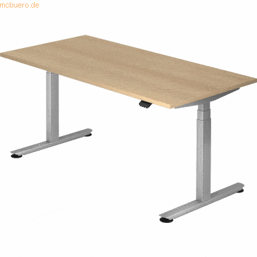 mcbuero.de Sitz-Steh-Schreibtisch elektrisch 160x80 -127cm Eiche/Silbe