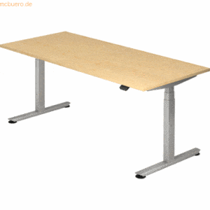 mcbuero.de Sitz-Steh-Schreibtisch elektrisch 180x80 -127cm Ahorn/Silbe