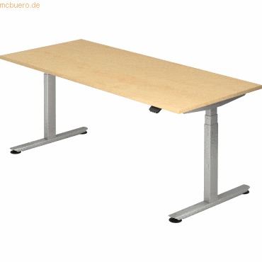 mcbuero.de Sitz-Steh-Schreibtisch elektrisch 180x80 -127cm Ahorn/Silbe