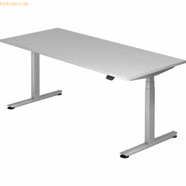 mcbuero.de Sitz-Steh-Schreibtisch elektrisch 180x80 -127cm Grau/Silber