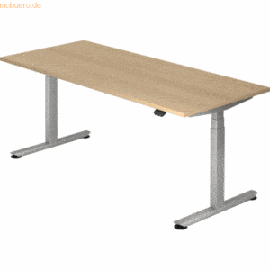 mcbuero.de Sitz-Steh-Schreibtisch elektrisch 180x80 -127cm Eiche/Silbe