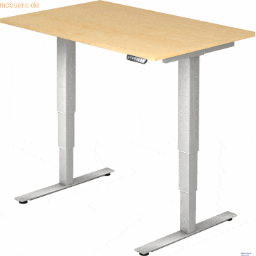 mcbuero.de Schreibtisch 120x80x62-127cm Ahorn/silber elektrisch höhenv