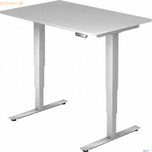 mcbuero.de Schreibtisch 120x80x62-127cm grau/silber elektrisch höhenve