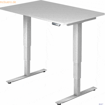 mcbuero.de Schreibtisch 120x80x62-127cm grau/silber elektrisch höhenve