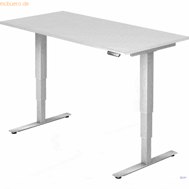 mcbuero.de Schreibtisch 160x80x62-127cm weiß/silber elektrisch höhenve