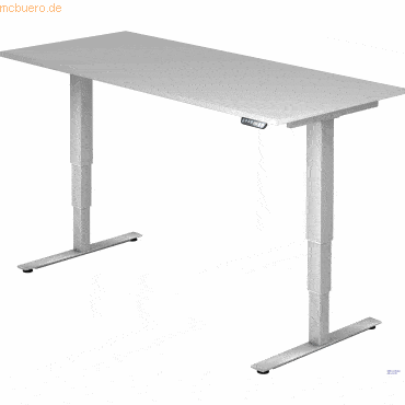 mcbuero.de Schreibtisch 180x80x62-127cm grau/silber elektrisch höhenve