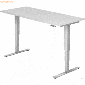 mcbuero.de Schreibtisch 180x80x62-127cm weiß/silber elektrisch höhenve