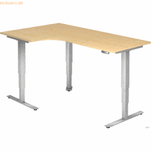 mcbuero.de Schreibtisch 200x120x62-127cm Ahorn/silber elektrisch höhen