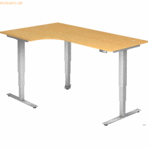 mcbuero.de Schreibtisch 200x120x62-127cm Buche/silber elektrisch höhen