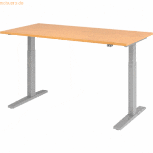 mcbuero.de Sitz-Steh-Schreibtisch elektrisch 160x80cm Buche/Silber