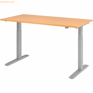 mcbuero.de Sitz-Steh-Schreibtisch elektrisch 160x80cm Buche/Silber