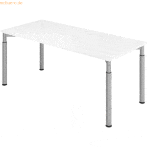 mcbuero.de Schreibtisch 180x80cm Weiß/Silber