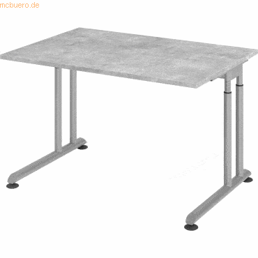 mcbuero.de Schreibtisch C-Fuß 120x80cm Beton/Silber