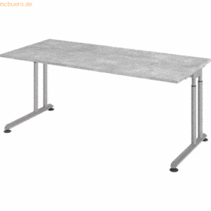 mcbuero.de Schreibtisch C-Fuß 180x80cm Beton/Silber