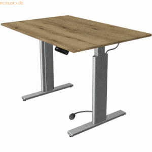 Sitz-/Stehtisch Move 3 BxTxH 120x60x72-120cm silber/eiche