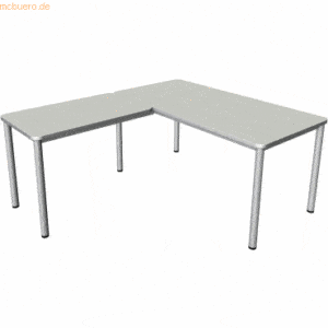 Kerkmann Schreibtisch + Anbautisch Prime 160x80/100x60cm lichtgrau