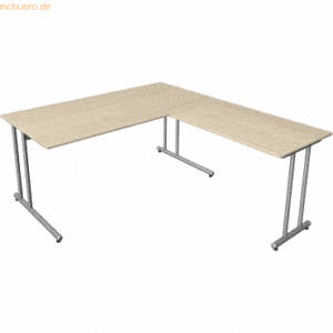 Kerkmann Schreibtisch start up Fuß silber BxT 160x180cm ahorn