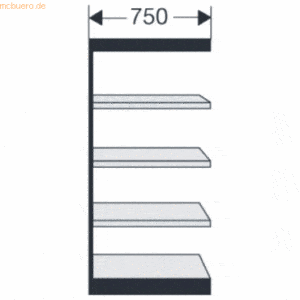 Kerkmann Büroregal Progress 2000 Regalfeld 75x30x190cm 5 Böden o. Rück