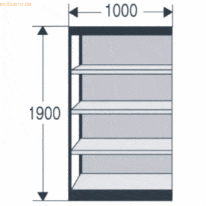 Kerkmann Büroregal Progress 2000 100x60x190cm 5 Böden m. Rückwand schw