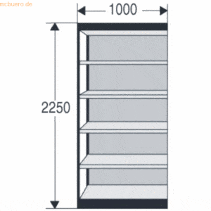 Kerkmann Büroregal Progress 2000 100x50x225cm 6 Böden m. Rückwand schw