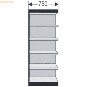 Kerkmann Büroregal Progress 2000 Regalfeld 75x30x225cm 6 Böden m. Rück